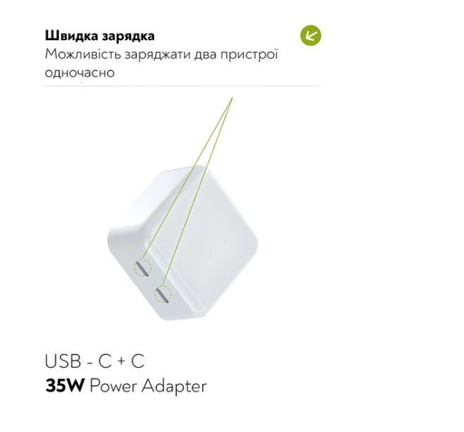 Мережевий зарядний пристрій для Apple 35W Dual USB-C Port Power Foxconn ORIGINAL Adapter - Image 6