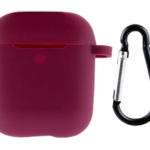 Силіконовий футляр New з карабіном для навушників Airpods 1/2   (Бордовий / Plum)