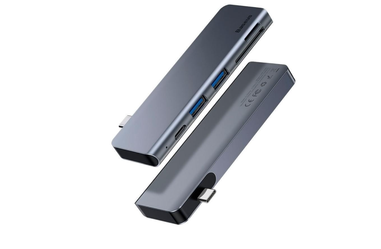 Мультипортовий адаптер Baseus Harmonica Five-in-one HUB Adapter Grey (CAHUB-K0G) - Image 3